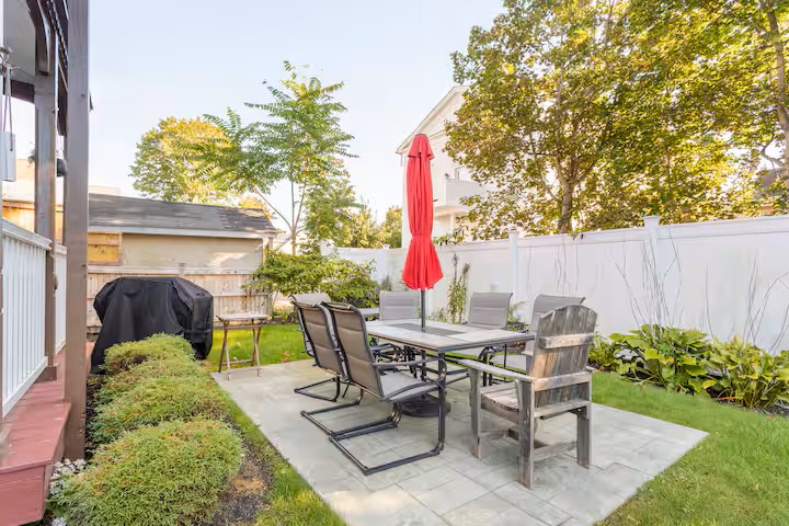 Rear patio and outdoor seating